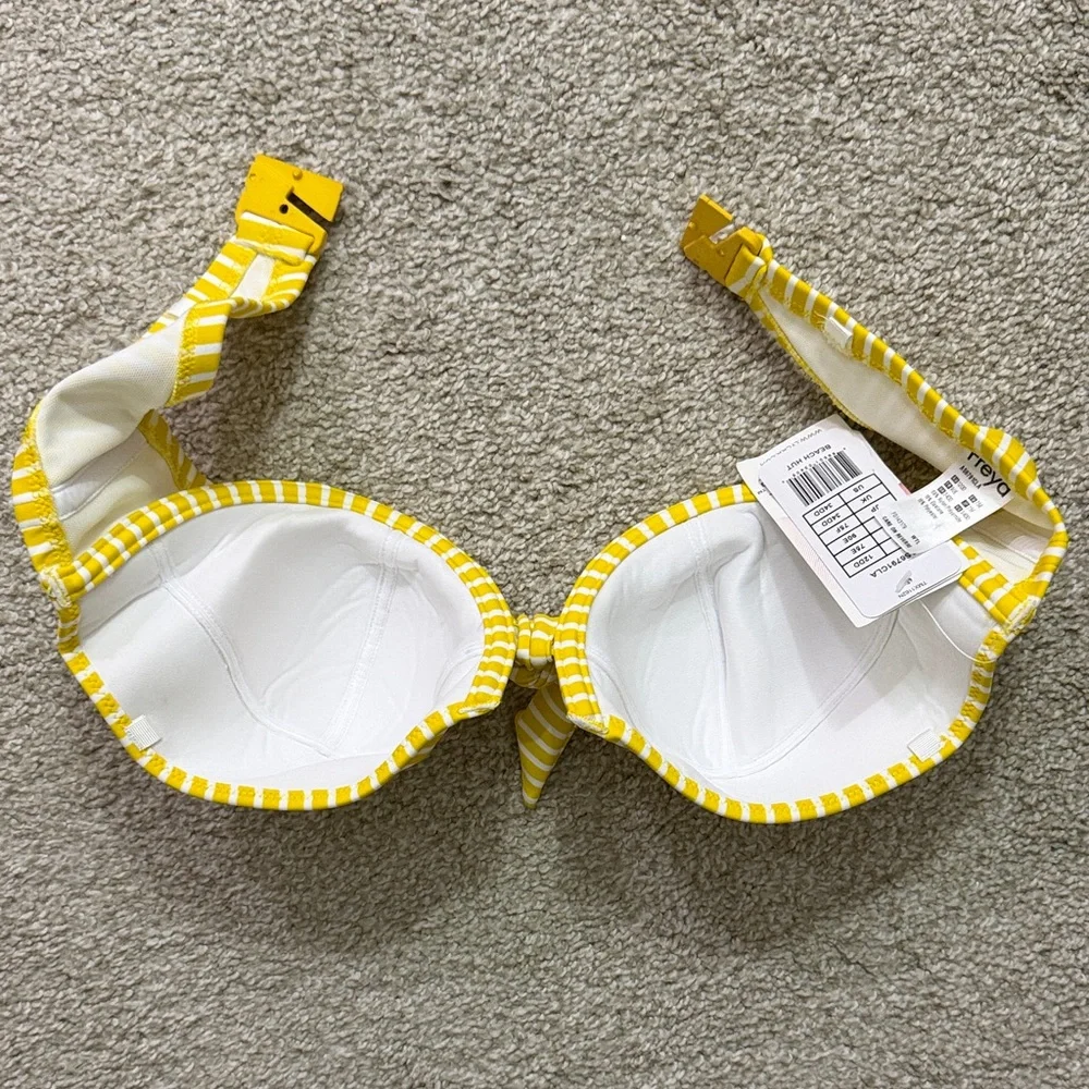 FREYA Women 34DD California Beach Hut Padded Bandeau Bikini Yellow Stripped Top - Picture 4 of 14